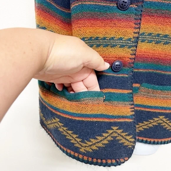 Signature Expressions Vintage Unisex Wool Blend Tribal Print Pocketed Vest Sz M - Picture 5 of 11